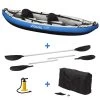 Canoë Kayak Gonflable Bleu 1 à 2 Places + Pagaie + Sac Transport + Pompe Double -Série Surf canoe kayak gonflable bleu 1 a 2 places pagaie sac transport pompe double