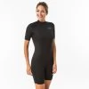 Combinaison Surf Shorty 100 Néoprène 1,5mm Femme Noire -Série Surf combinaison surf shorty 100 neoprene 15mm femme noire