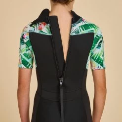 COMBINAISON SURF SHORTY 500 NEOPRENE 1.5MM FILLE NOIRE TIARE -Série Surf combinaison surf shorty 500 neoprene 15mm fille noire tiare 5