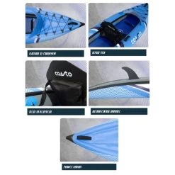Kayak Gonflable Lotus 2 Places - Max 120kg - 310x85cm (10'2x33") - Bleu -Série Surf kayak gonflable lotus 2 places max 120kg 310x85cm 102x33 bleu 1