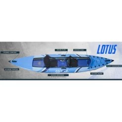 Kayak Gonflable Lotus 2 Places - Max 120kg - 310x85cm (10'2x33") - Bleu -Série Surf kayak gonflable lotus 2 places max 120kg 310x85cm 102x33 bleu 2