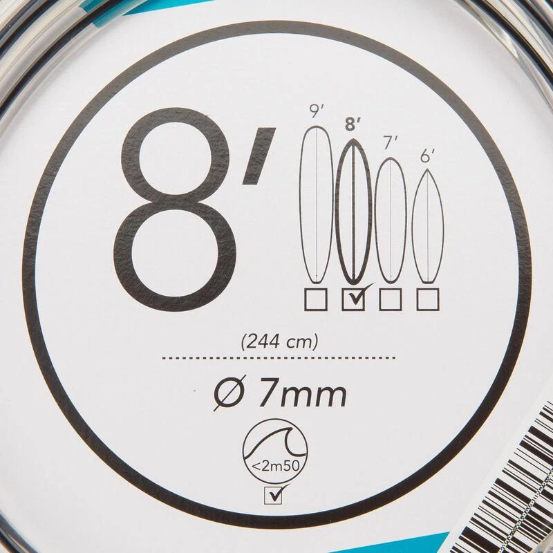 Leash Surf 8' (240 Cm) Diamètre 7 Mm Noir 8 Leash Surf 8' (240 Cm) Diamètre 7 Mm Noir – Image 6