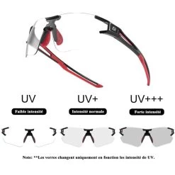 ROCKBROS Lunettes Photochromiques De Vélo 10125 Anti-uv400 - Noir Et Rouge -Série Surf lunettes photochromiques de velo 10125 anti uv400 noir et rouge 2