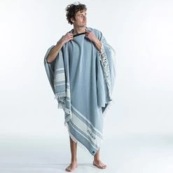 Serviette De Plage Poncho 190 X 190 Cm - Gris Bleu -Série Surf serviette de plage poncho 190 x 190 cm gris bleu 3