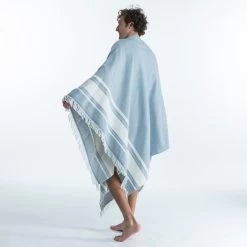 Serviette De Plage Poncho 190 X 190 Cm - Gris Bleu -Série Surf serviette de plage poncho 190 x 190 cm gris bleu 5