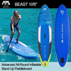 Aqua Marina Stand Up Paddle Gonflable – Beast 10'6" 15cm D'épaisseur Avec Pompe, Pagaie, -Série Surf stand up paddle gonflable beast 106 15cm depaisseur avec pompe pagaie 1