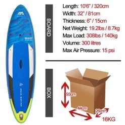 Aqua Marina Stand Up Paddle Gonflable – Beast 10'6" 15cm D'épaisseur Avec Pompe, Pagaie, -Série Surf stand up paddle gonflable beast 106 15cm depaisseur avec pompe pagaie 3