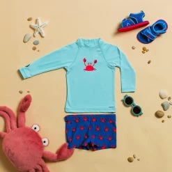 T-shirt Anti UV Bébé Manches Longues Bleu -Série Surf t shirt anti uv bebe manches longues bleu 1