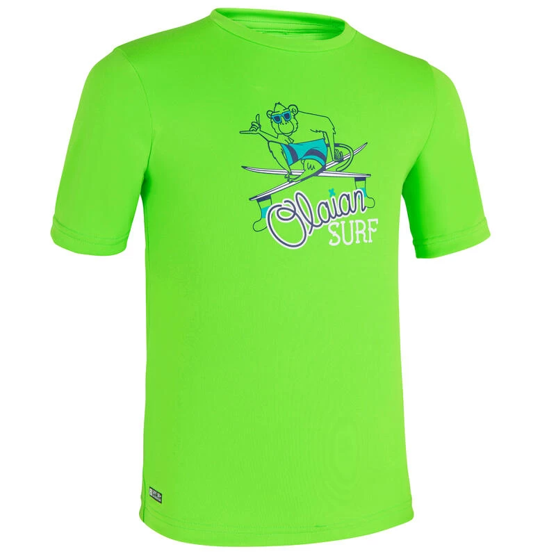 Water Tee Shirt Anti UV Surf Enfant Vert Imprimé 3 Water Tee Shirt Anti UV Surf Enfant Vert Imprimé