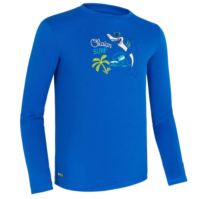 Water Tee Shirt Anti UV Surf Manches Longues Enfant Bleu Imprimé 3 Water Tee Shirt Anti UV Surf Manches Longues Enfant Bleu Imprimé